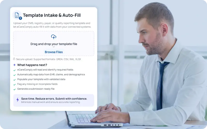 eCareComply EHR connector library covering Epic, Oracle Cerner, MEDITECH, Athena and 40+ more